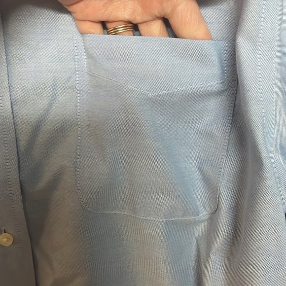 Lands' End Size 17-33 Blue Long Sleeve Traditional Fit Button Down Shirt - Picture 3 of 8